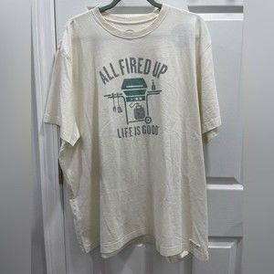 Life is good XXL 2XL All Fired Up BBQ Summer Tshirt NWT